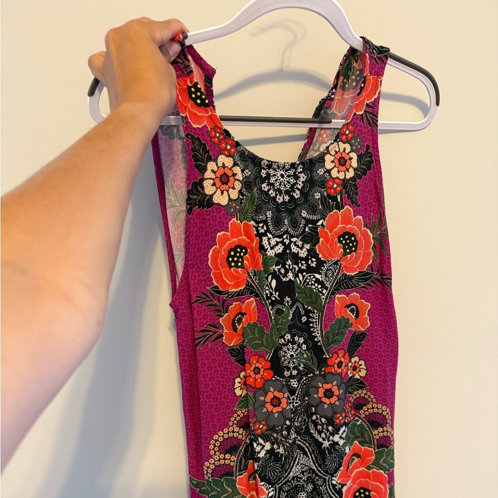 Floral Sleeveless Dress in Pink and Orange